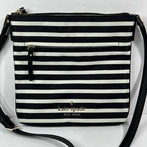 Kate Spade Black White Stripes Nylon Crossbody Bag